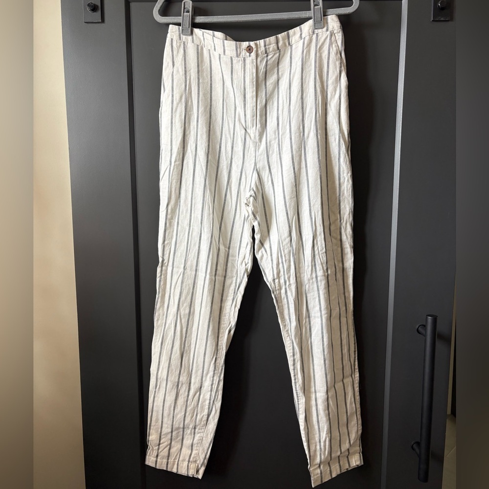 ASOS White Striped Women’s Linen Blend Dress Pants